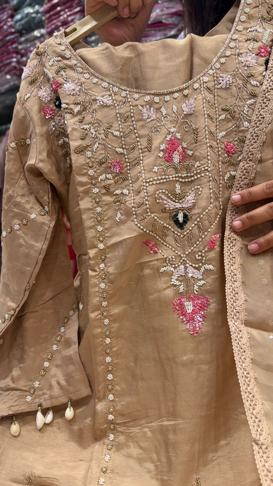 Blush Sand Embroidered Festive Suit Set