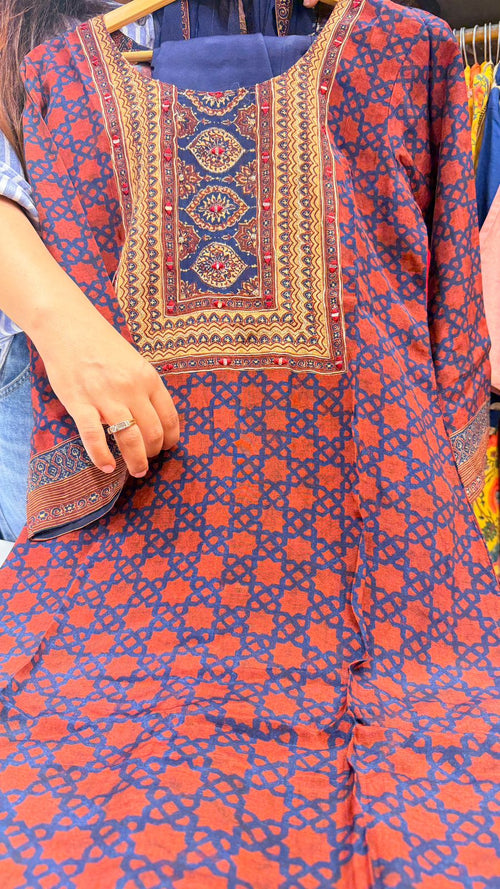 Rust & Indigo Maslin Printed Suit Set