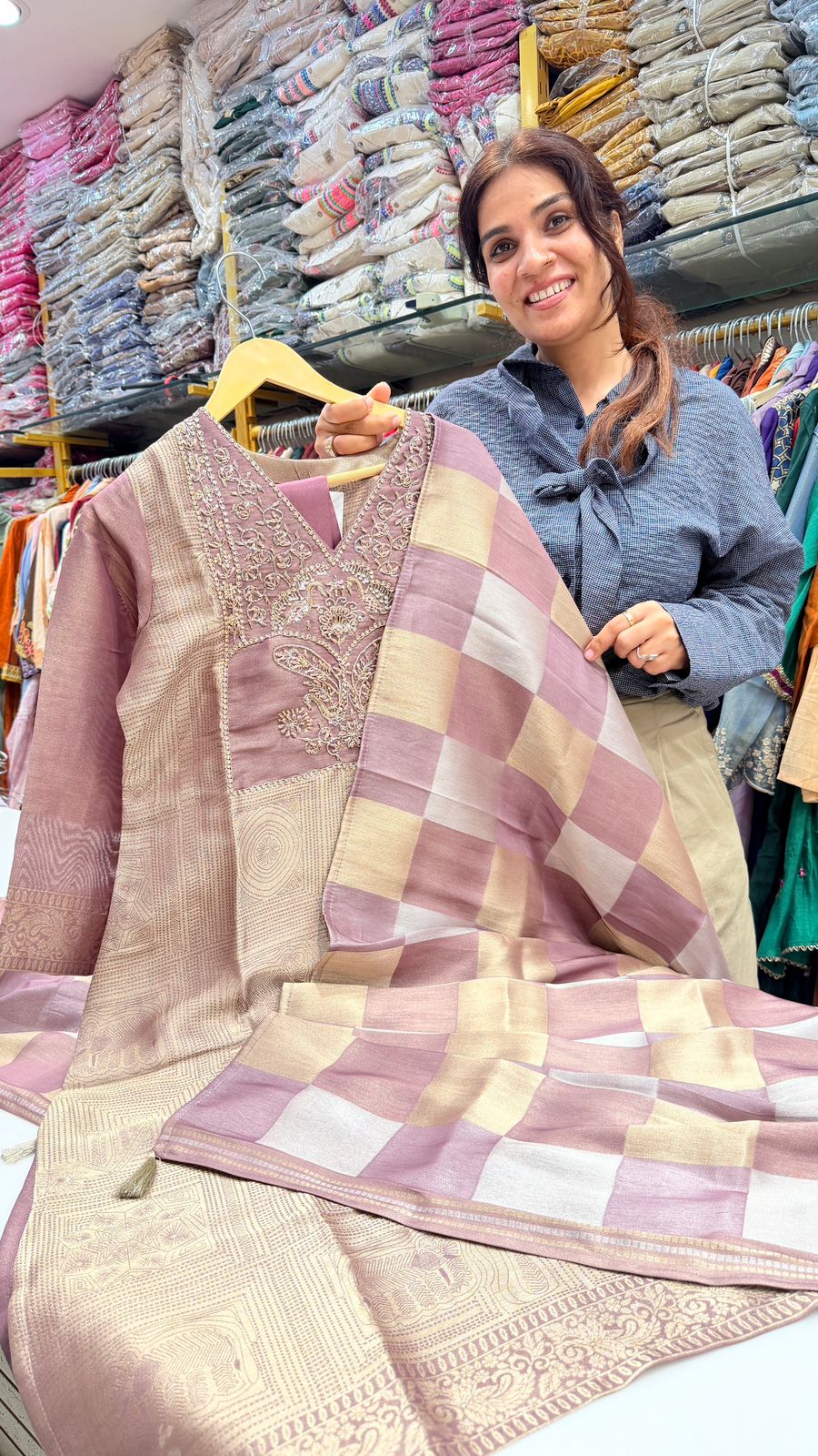 Royal Mauve Kanjivaram Silk Suit Set