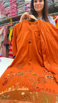 Amber Rust Mul Cotton Embroidery Suit Set