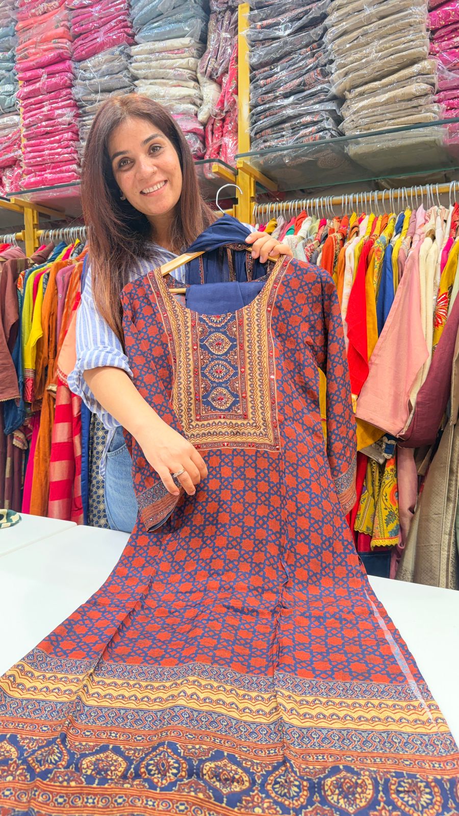 Rust & Indigo Maslin Printed Suit Set