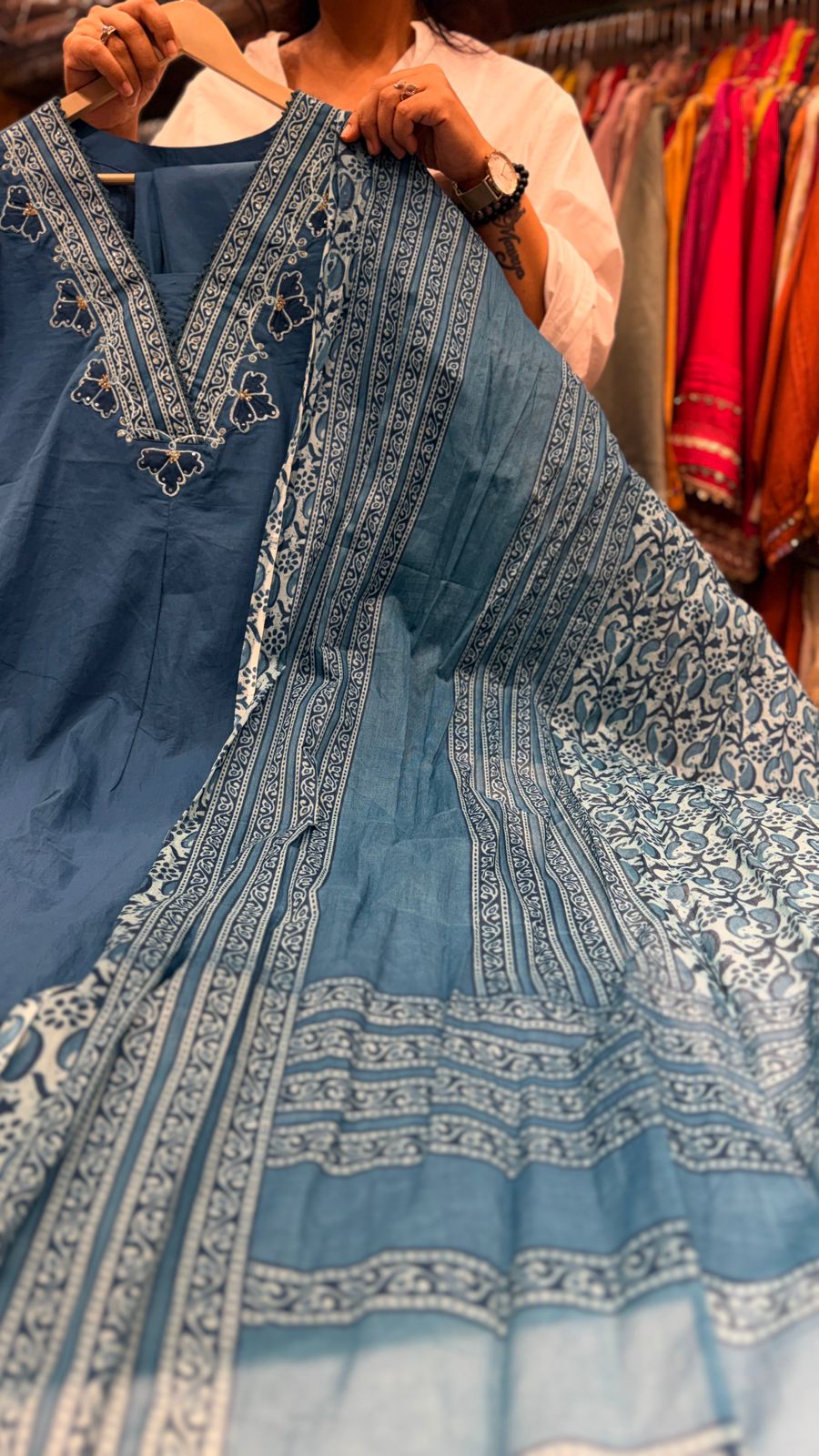 Indigo Serenity Cotton Suit Set