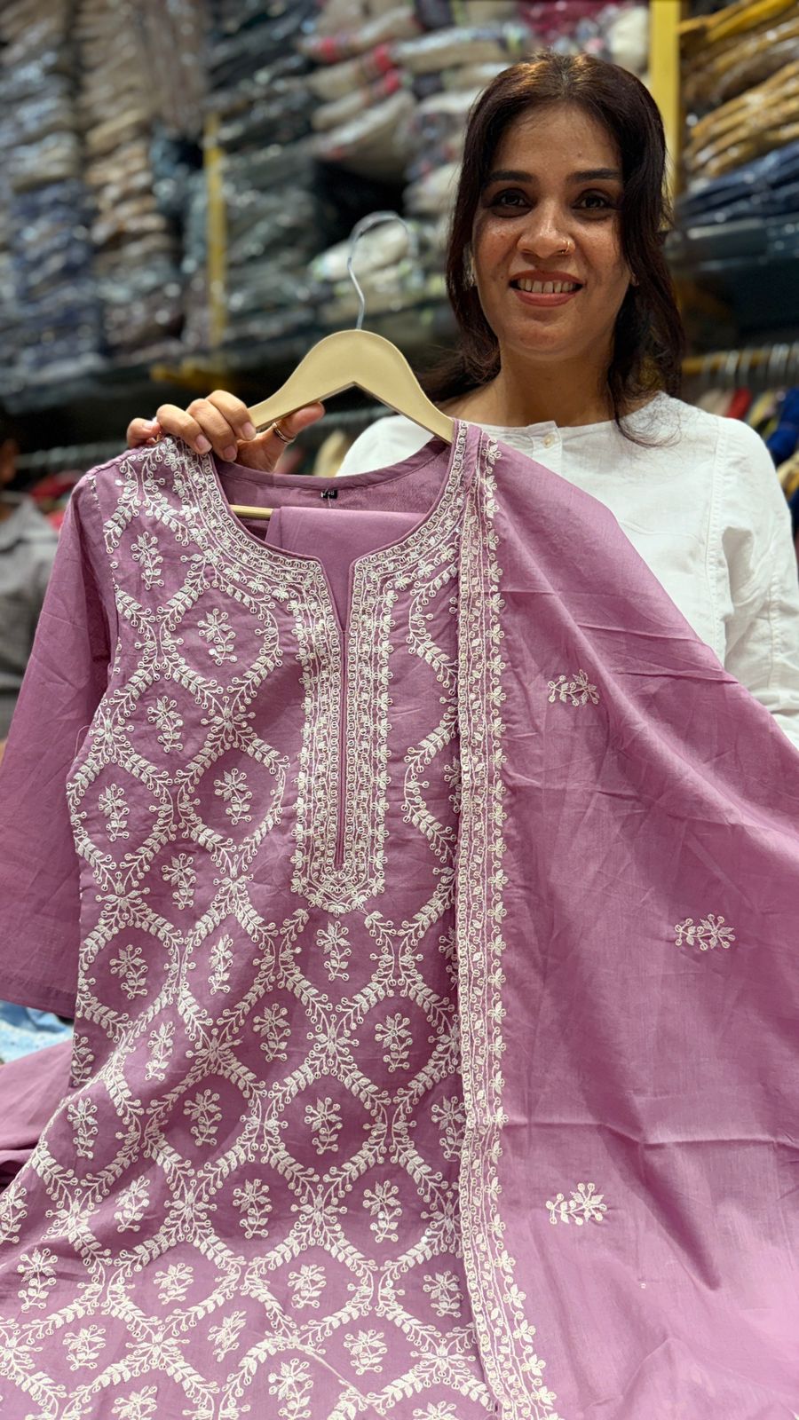 Lavender Mist Chikankari Straight Suit