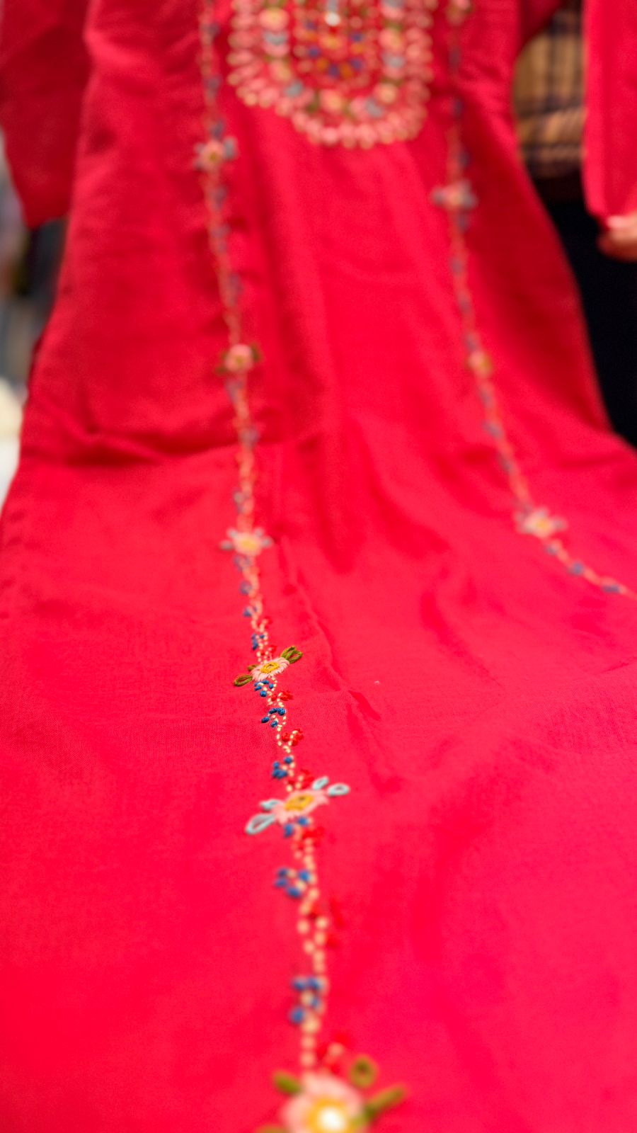 Crimson Bloom Kurta Pant Set