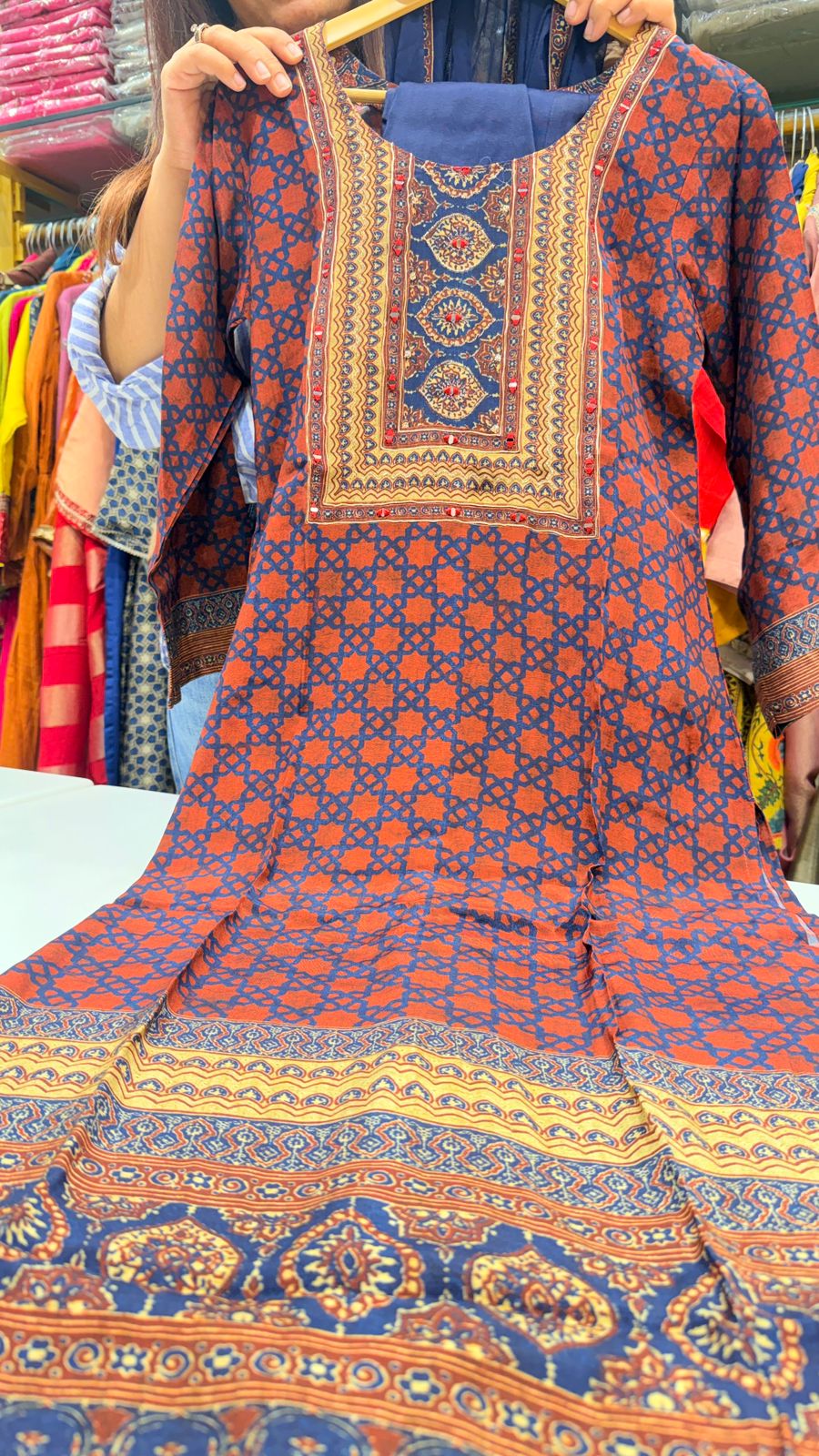 Rust & Indigo Maslin Printed Suit Set