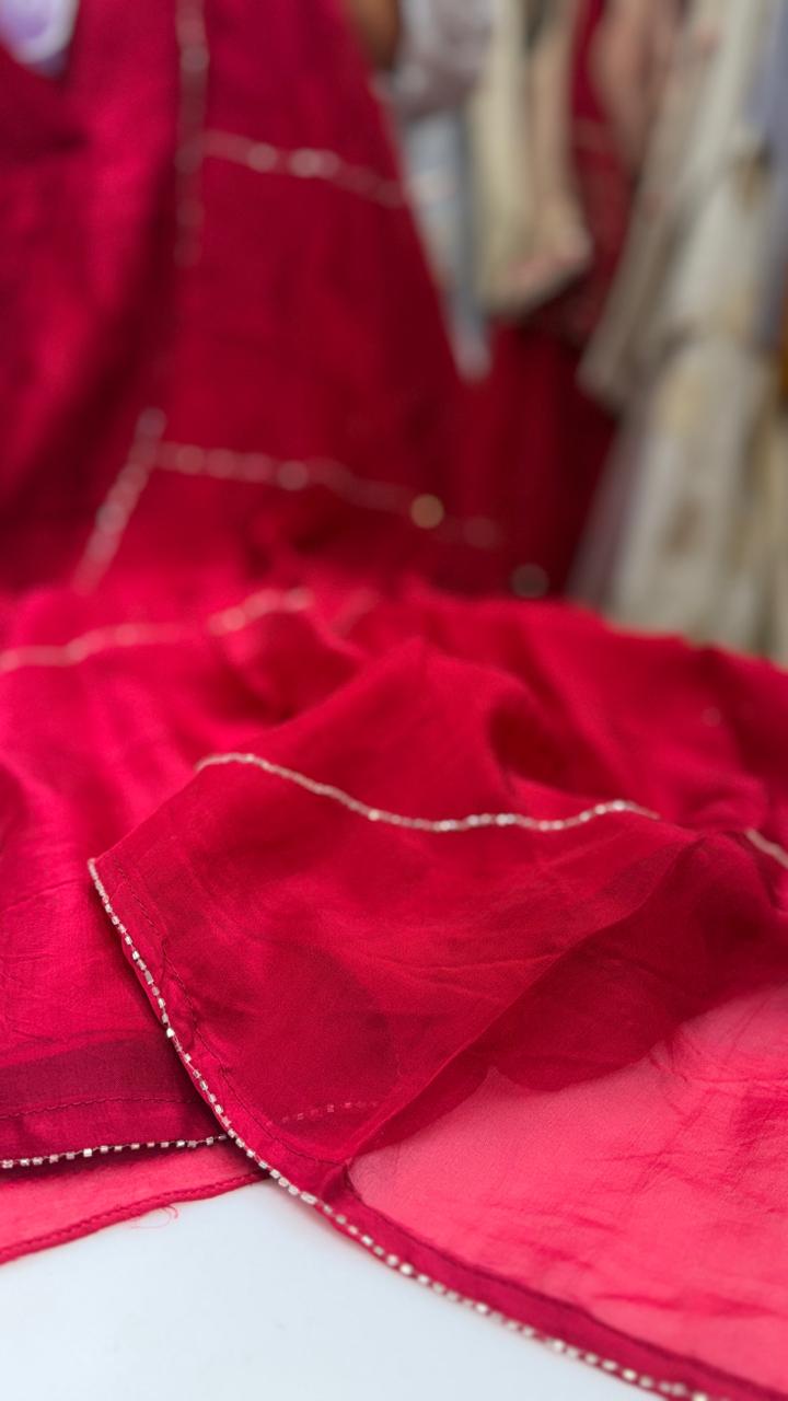 Crimson Charm Mul Chanderi Suit Set
