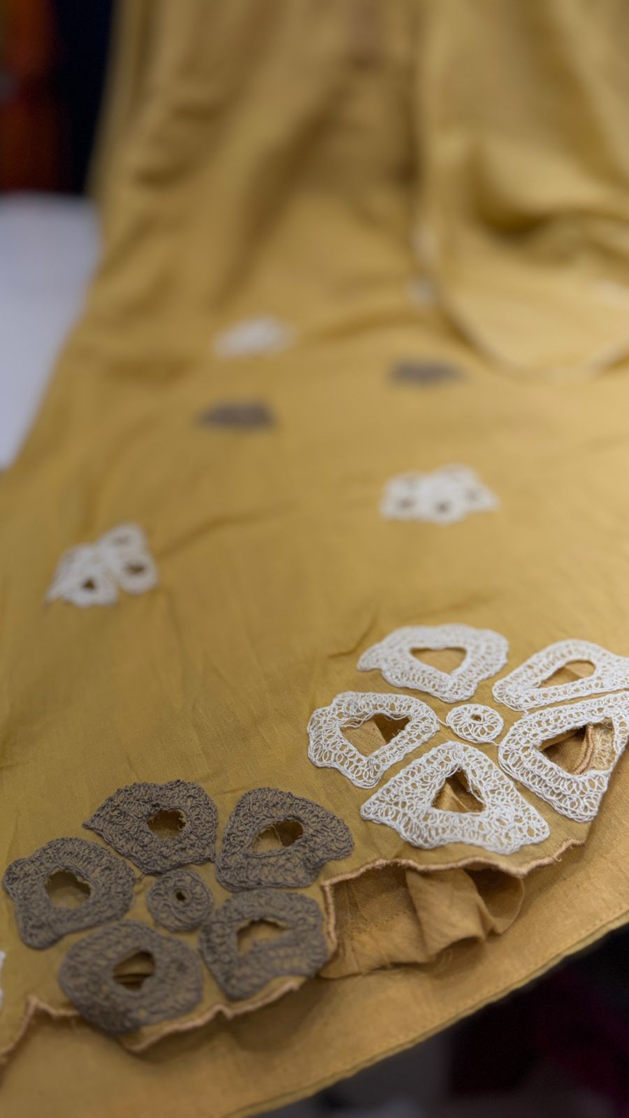 Sunshine Mul Cotton Suit with Floral Appliqué Work