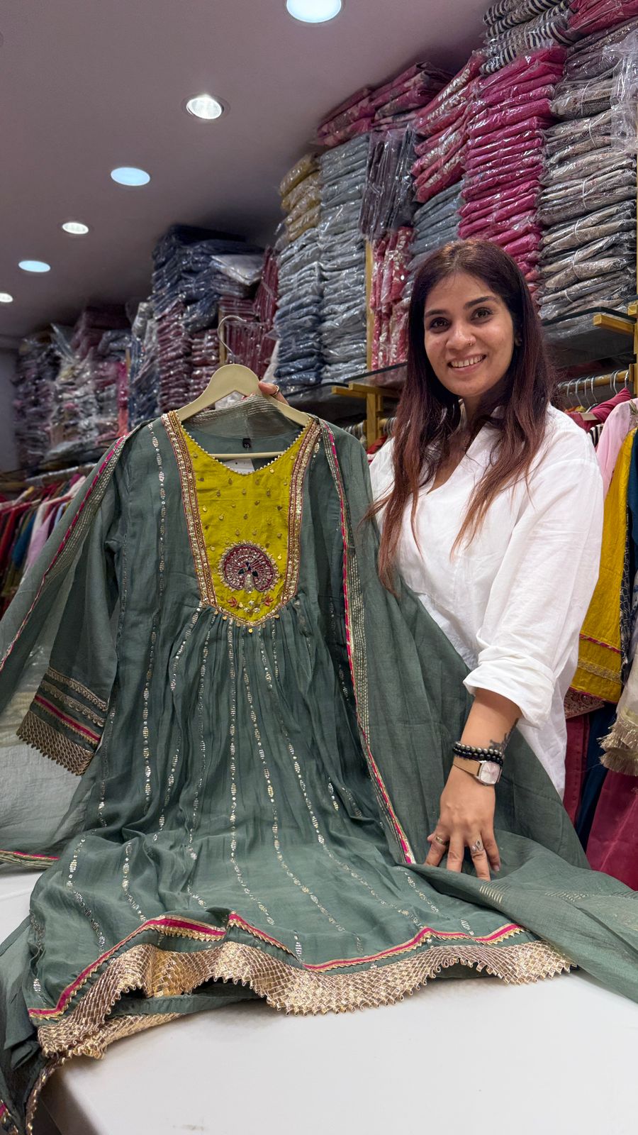 Olive Green Embroidered Festive Suit Set with Dupatta