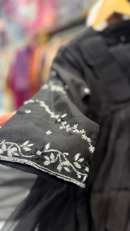 Black Elegance Mul Chanderi Suit Set