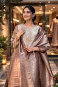 Pure Kanjiveram Silk Suit Set with Woven Dupatta