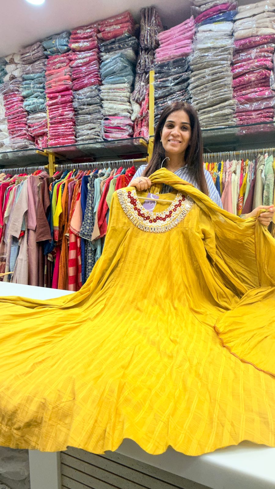 Sunflower Yellow Embellished Anarkali Set