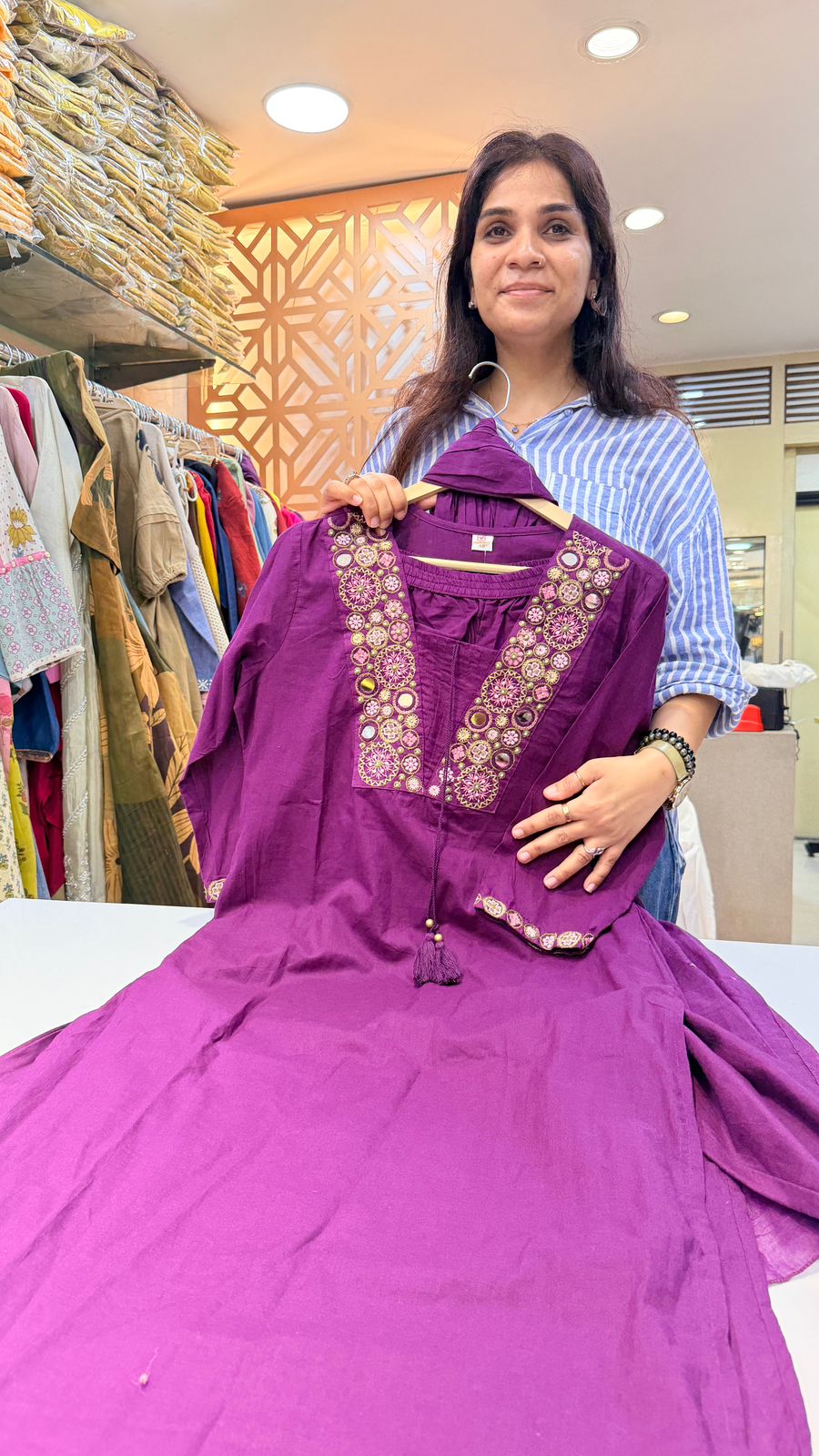 Royal Plum Mirror Mul Suit Set