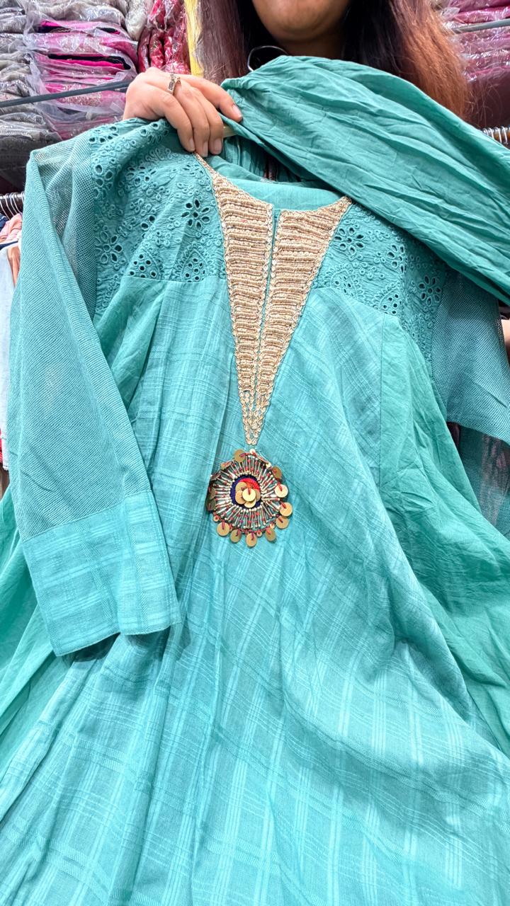 Sea Mist Heavy Mul Anarkali