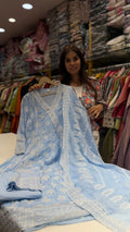 SkyBlue Chikankari Anarkali Suit Set