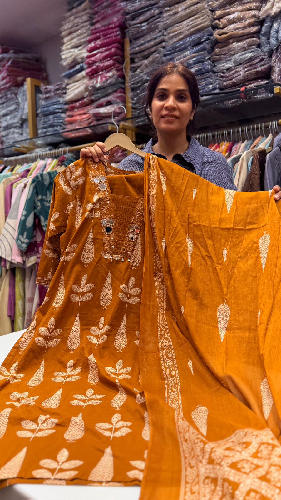 Amber Leaf Printed Cotton Suit