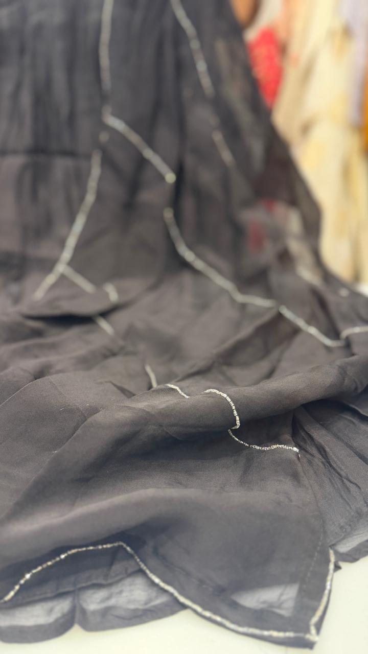 Black Elegance Mul Chanderi Suit Set