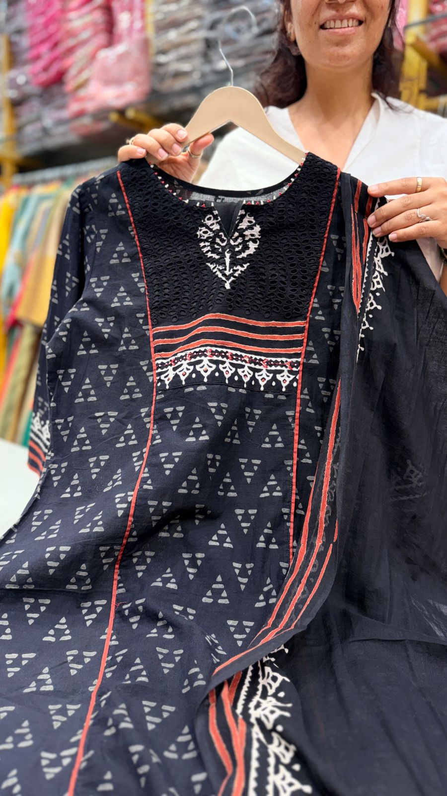 Midnight Tribal Print Cotton Suit Set