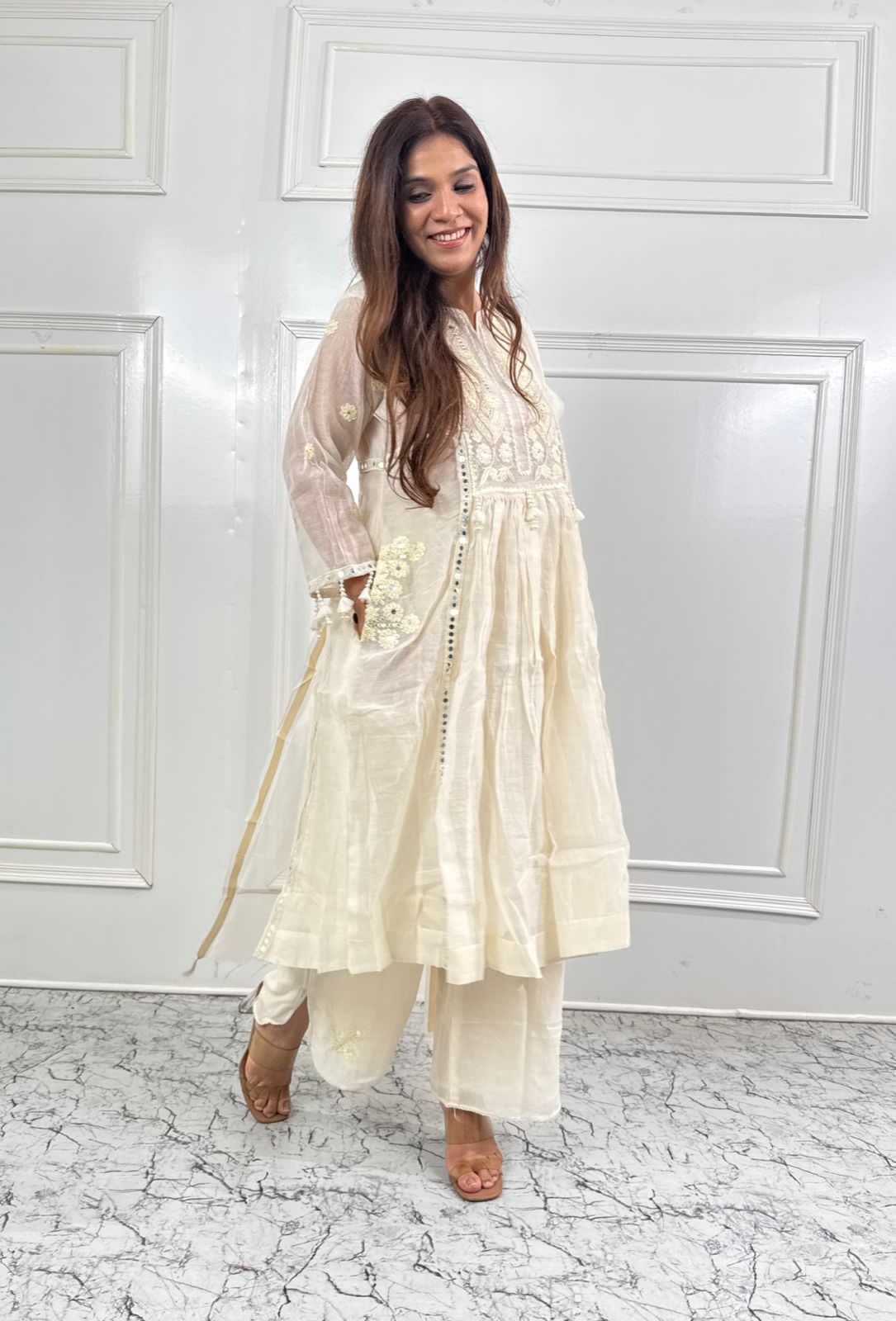 Ivory Noor Embroidered suit Set