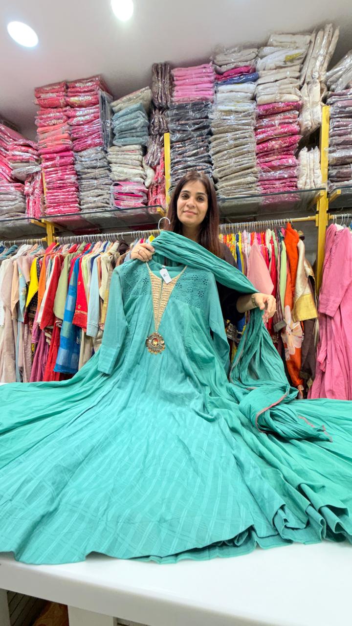 Sea Mist Heavy Mul Anarkali