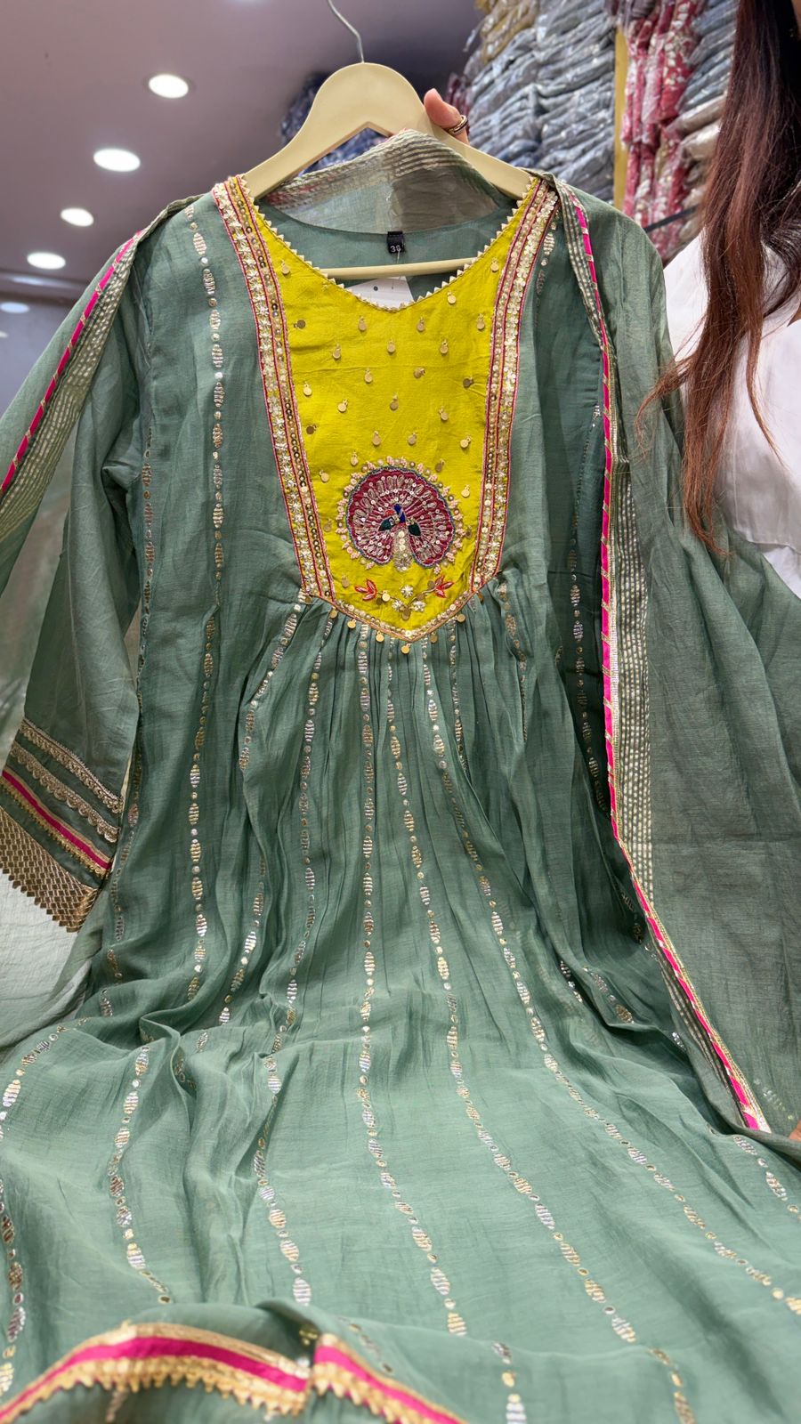 Olive Green Embroidered Festive Suit Set with Dupatta