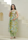 Blossom Printed A-Line Kurta Set with Tassel