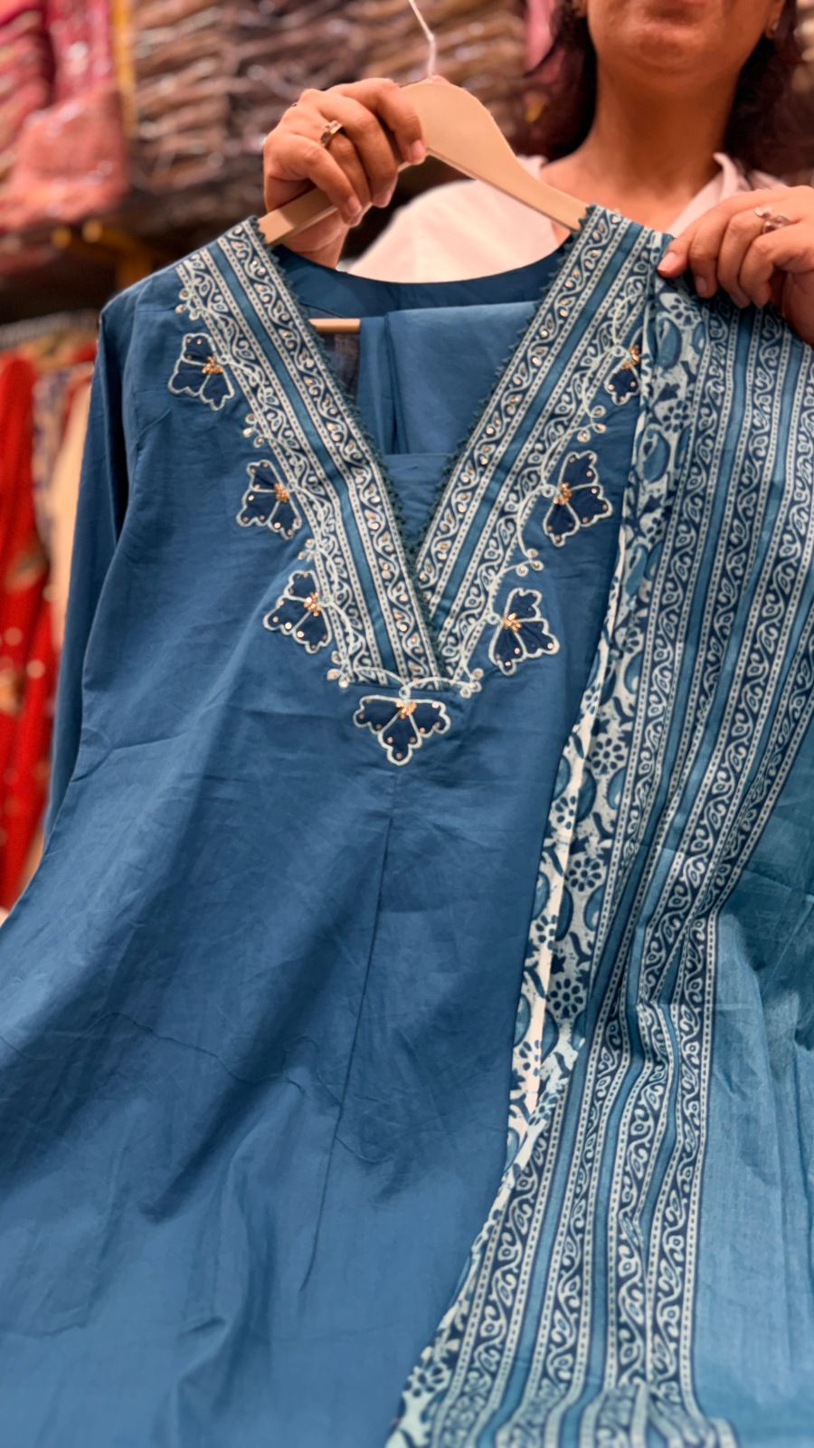 Indigo Serenity Cotton Suit Set