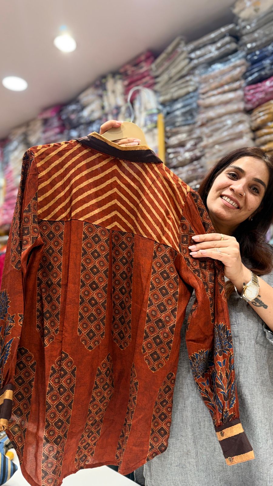 Terracotta Bloom Pure Maslin Printed Shirt