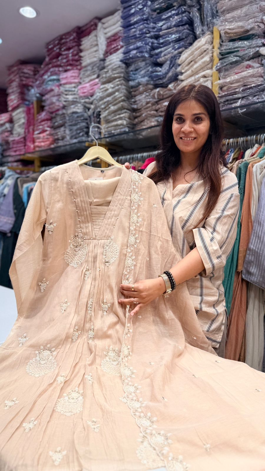 Blush Pearl Mul Chanderi Suit Set