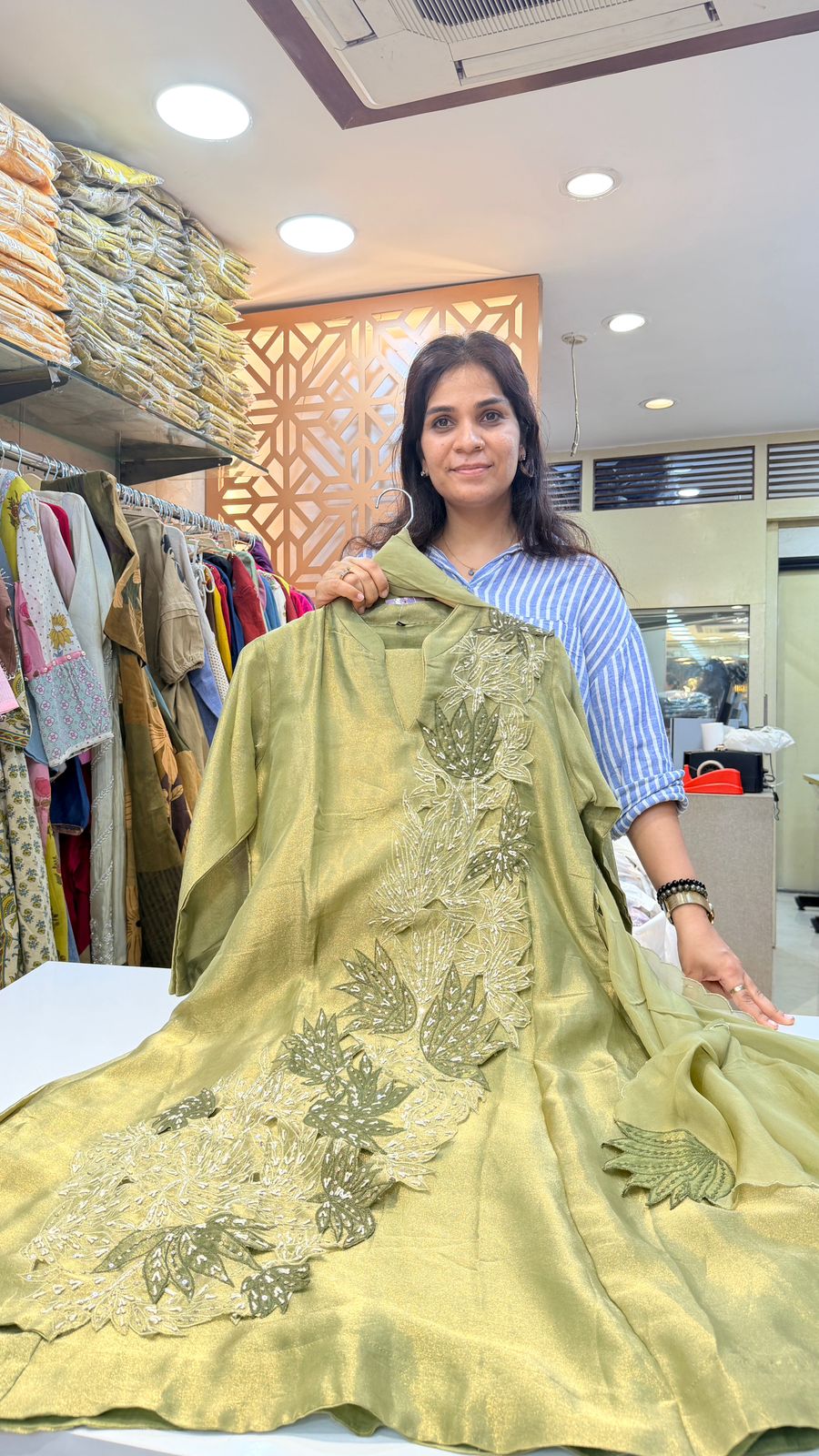 Pale Green Elite Laser Cut Suit Set