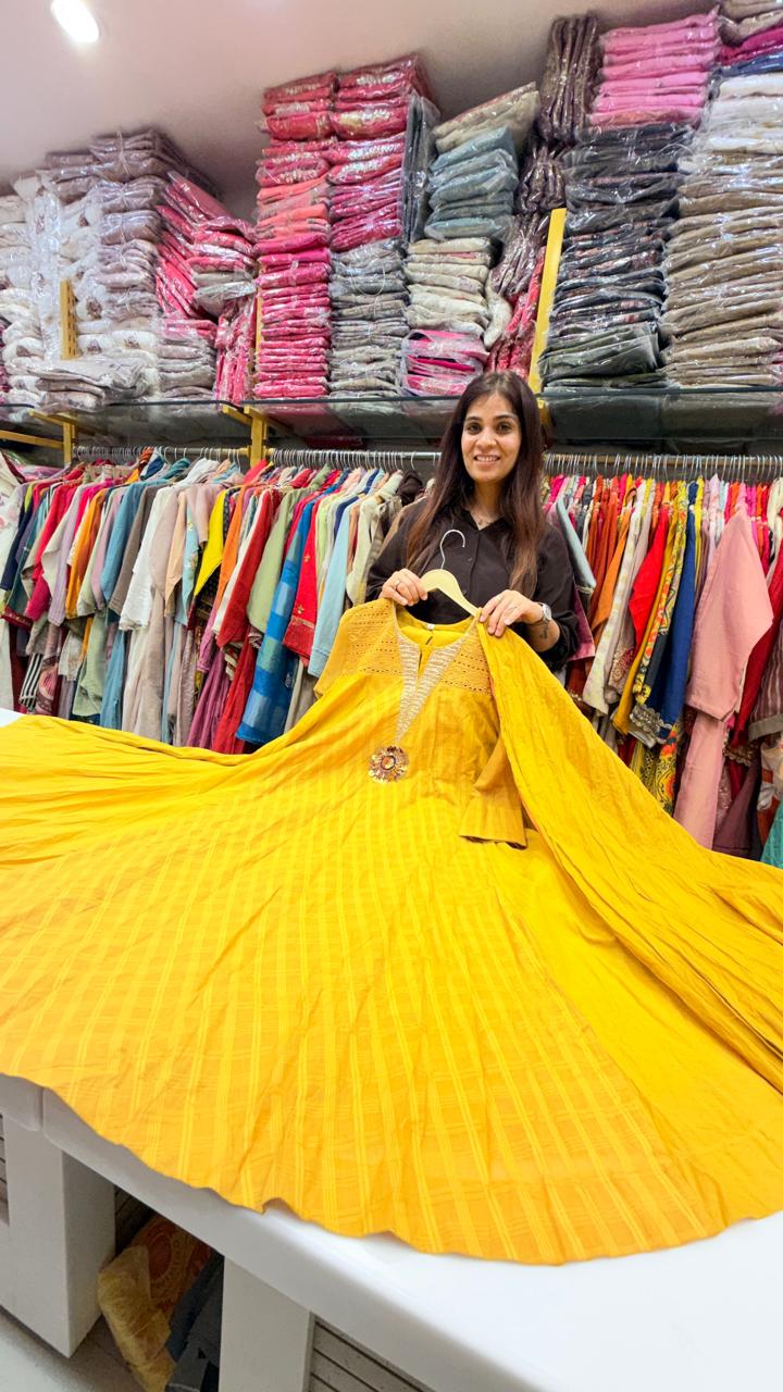 Sunburst Yellow Flared Mul Anarkali