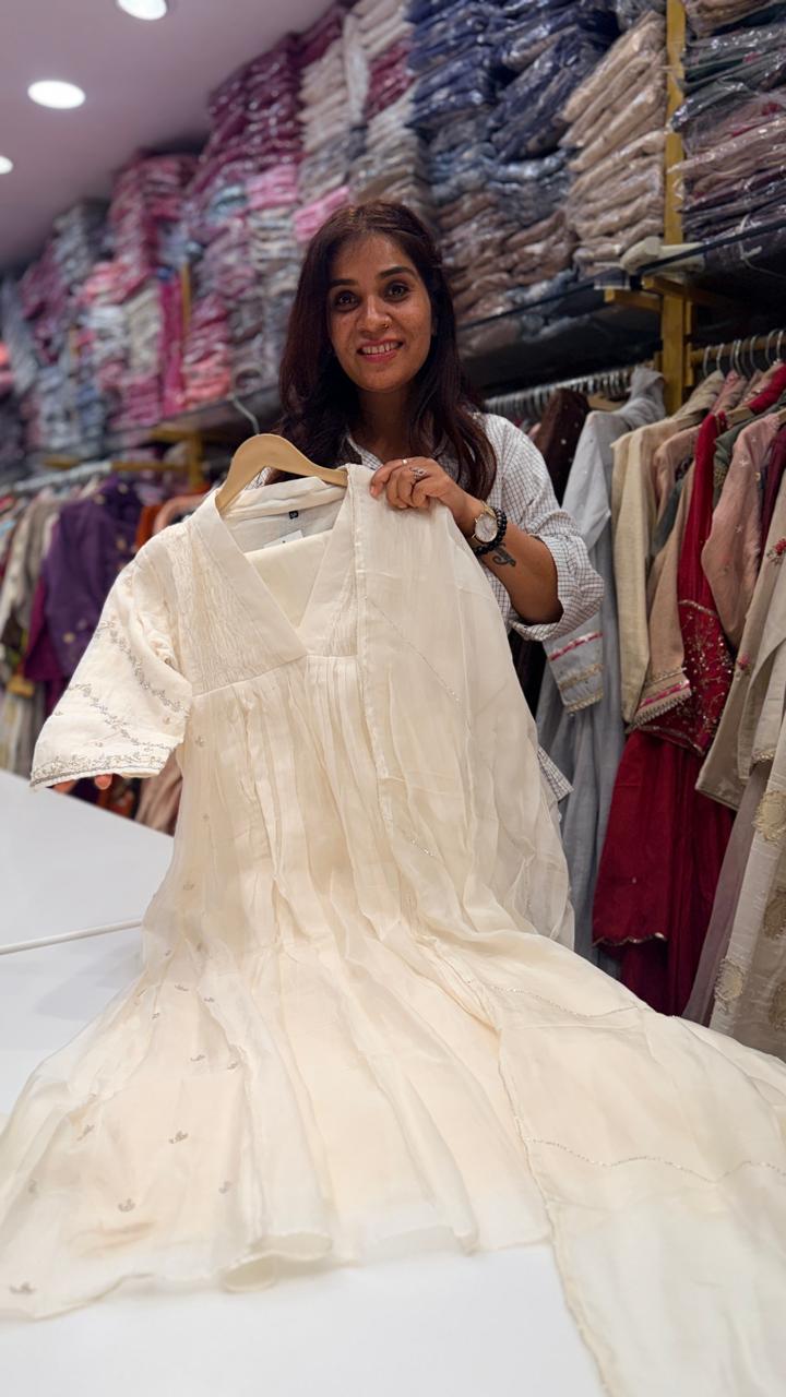 Ivory Grace Mul Chanderi Kurta Dress