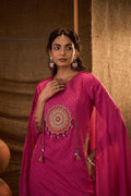 Rani Pink Mandala Embroidered Anarkali Suit Set with Dupatta