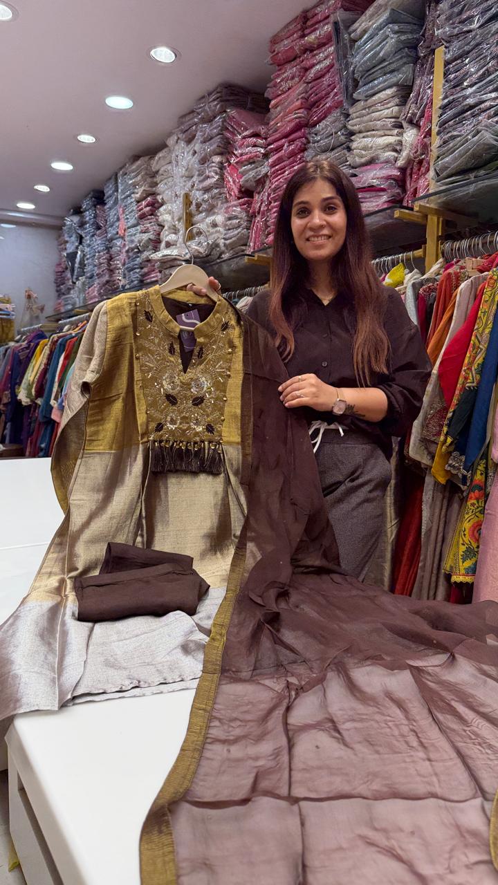 Golden Mocha Kanjivaram Suit Set