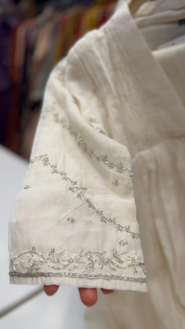 Ivory Grace Mul Chanderi Kurta Dress