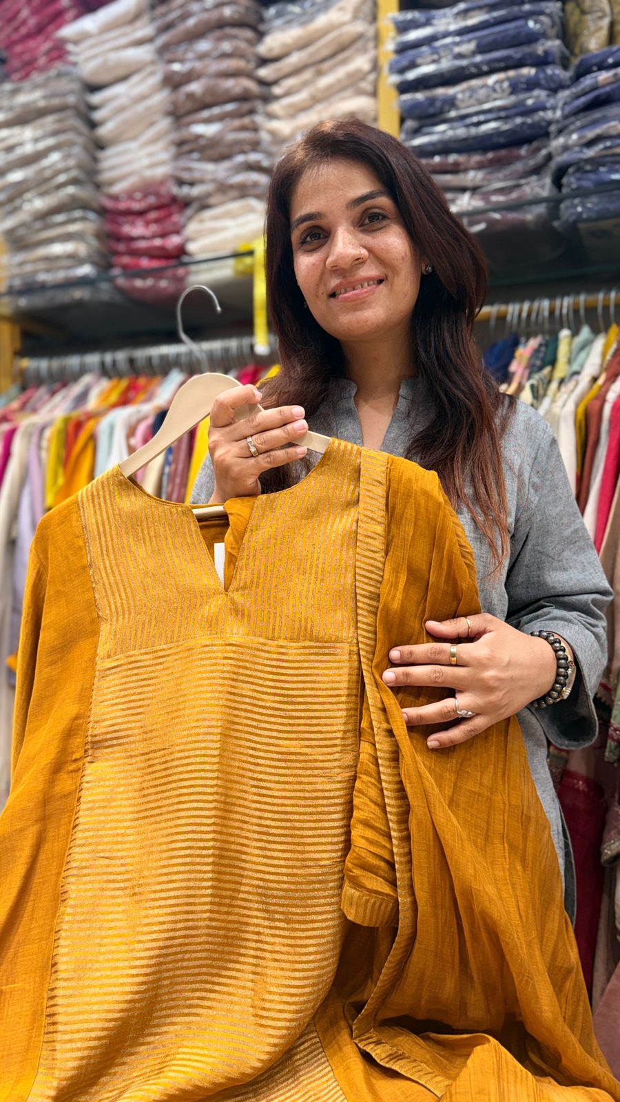 Mustered Lurex Work Suit Set