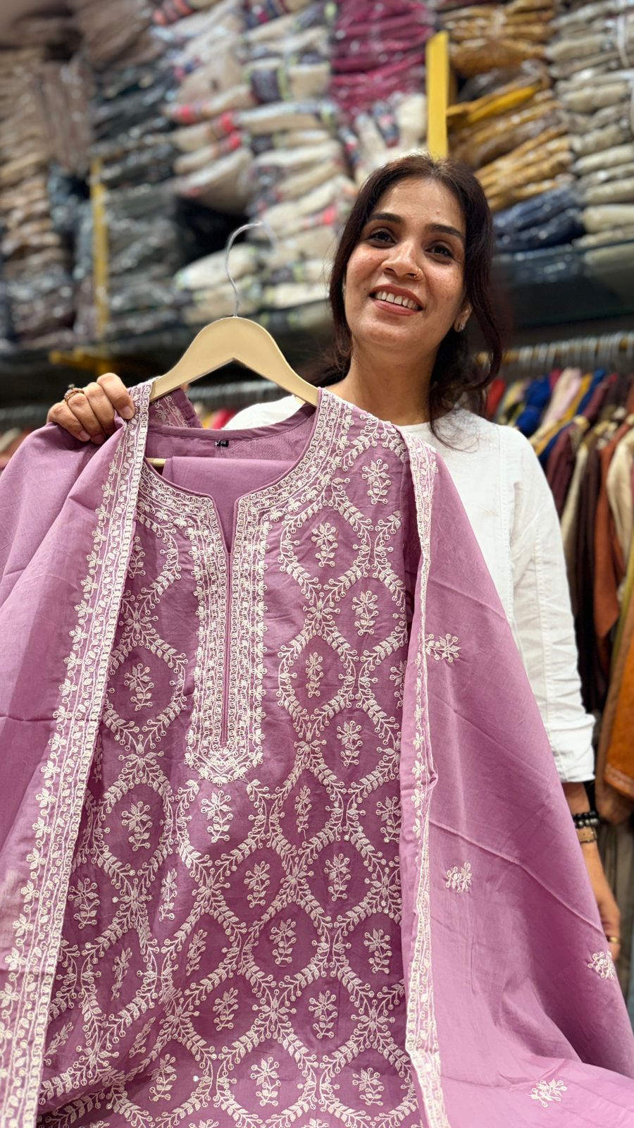 Lavender Mist Chikankari Straight Suit