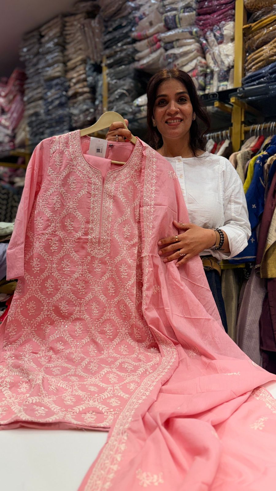 Blush Petal Chikankari Straight Suit