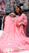 Blush Petal Mul Cotton Suit with Floral Appliqué Work