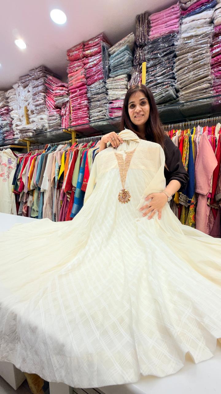 Ivory Grace Flared Mul Anarkali