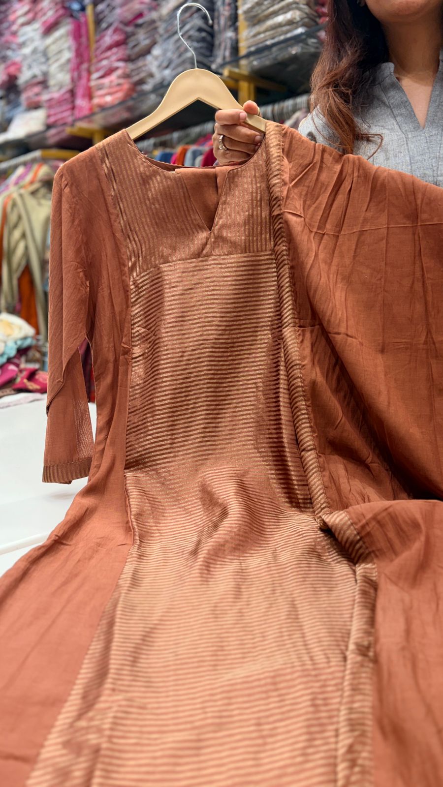 Rust Copper Lurex Work Suit Set