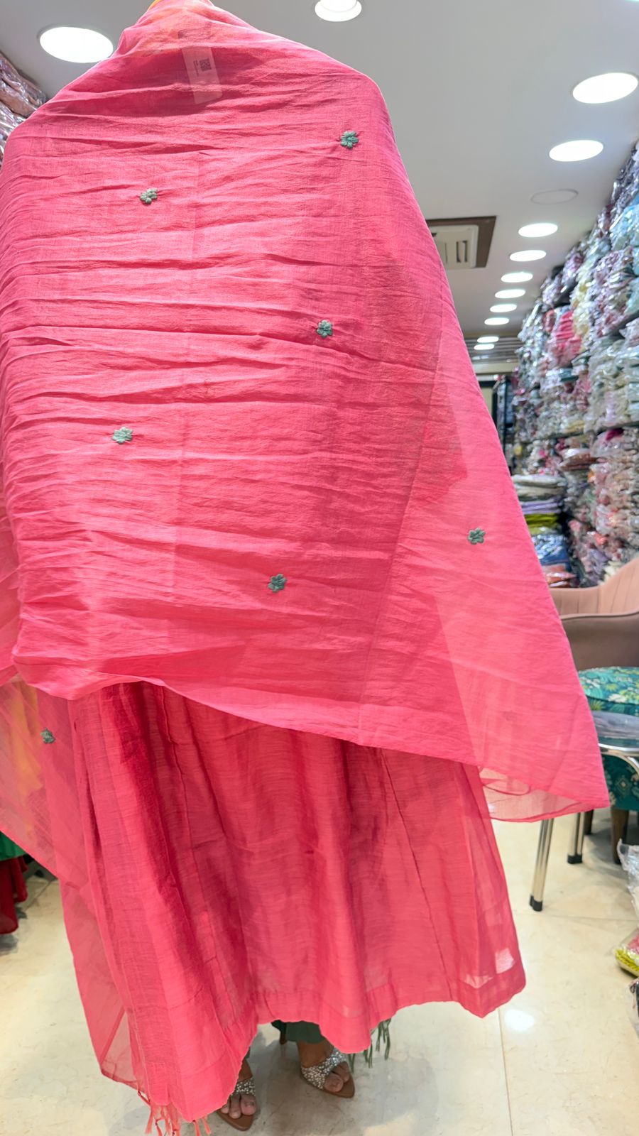 Blush Pink Mul Chanderi Embroidered Suit Set