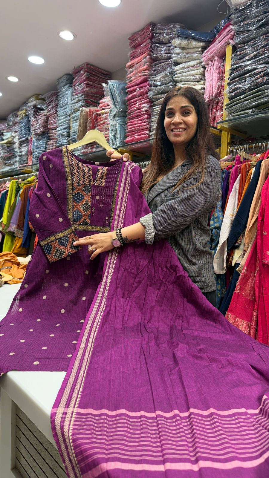 Violet Handloom Suit Set