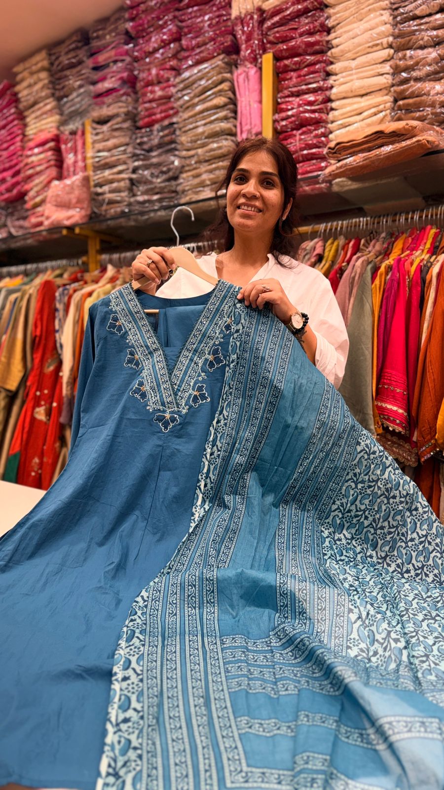 Indigo Serenity Cotton Suit Set