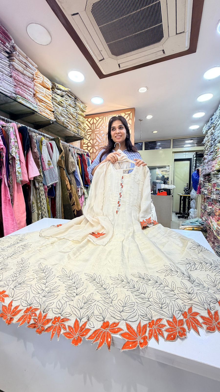 Ivory Blossom Cut Work Suit Set