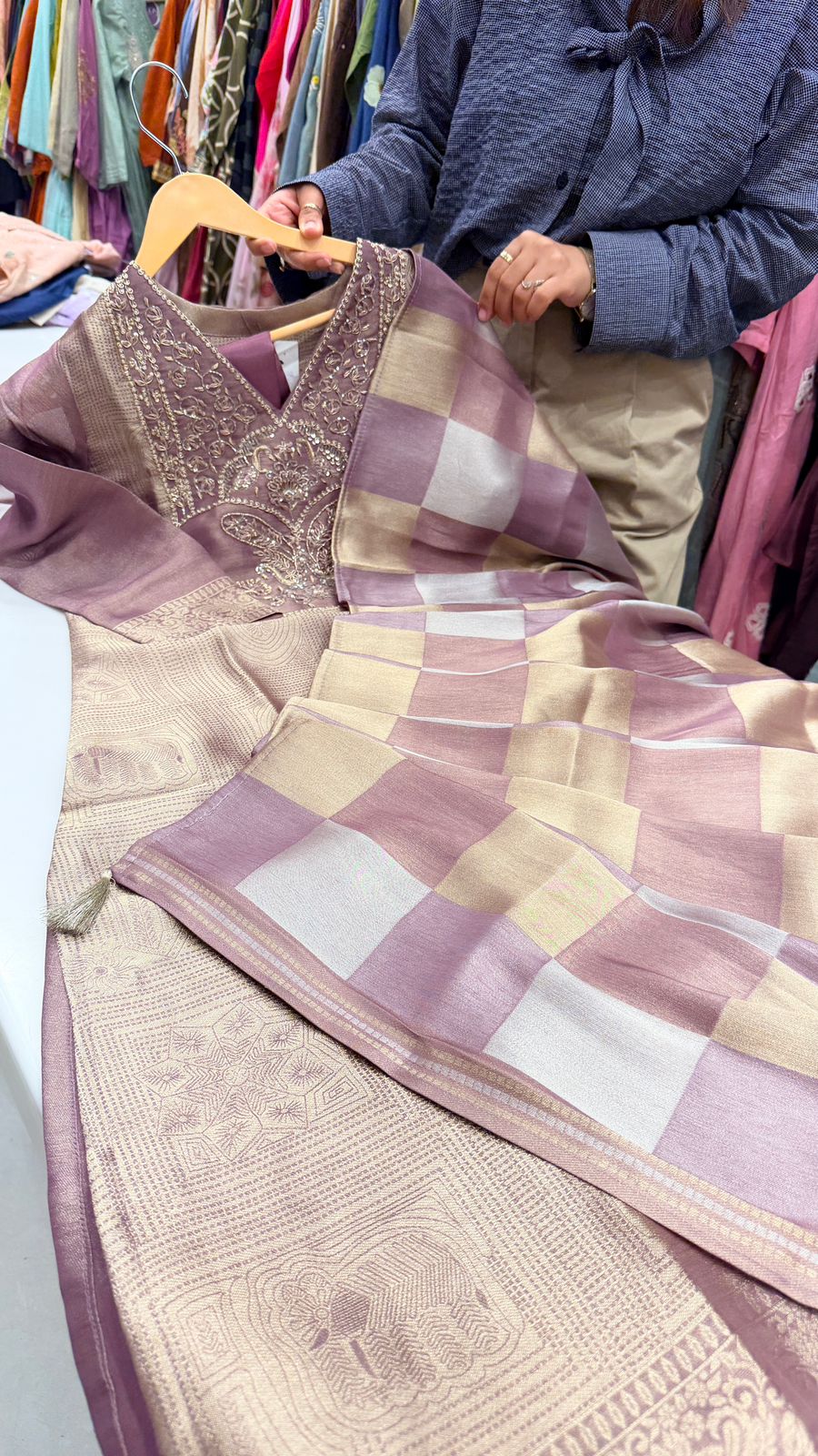 Royal Mauve Kanjivaram Silk Suit Set
