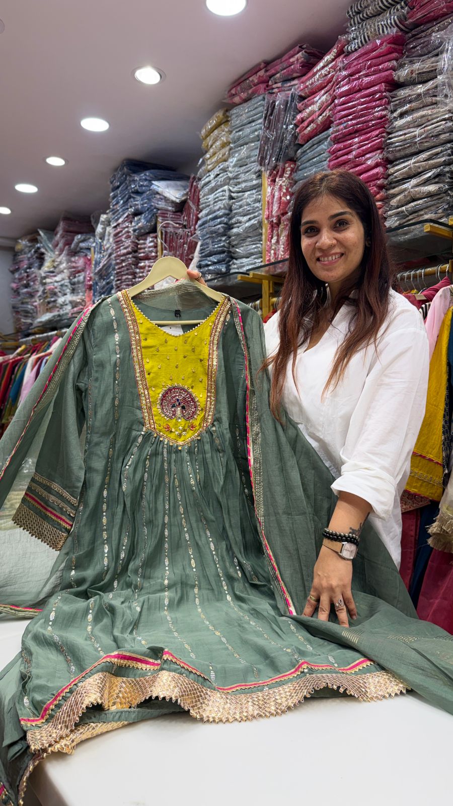 Olive Green Embroidered Festive Suit Set with Dupatta