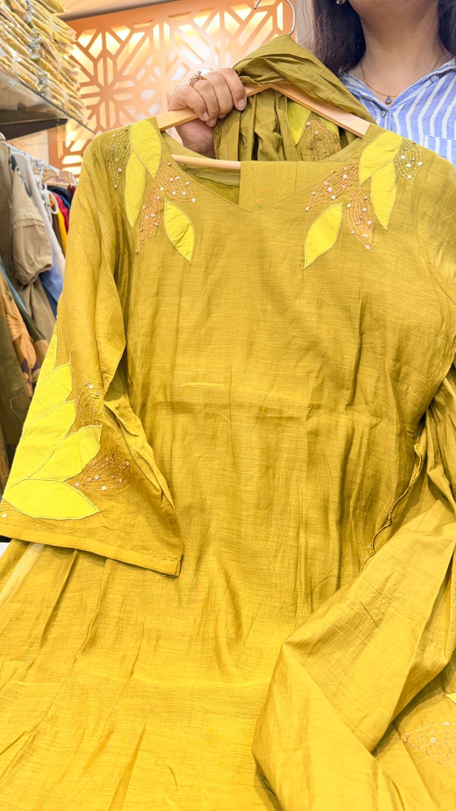 Tree Green Mul Chanderi Suit Set