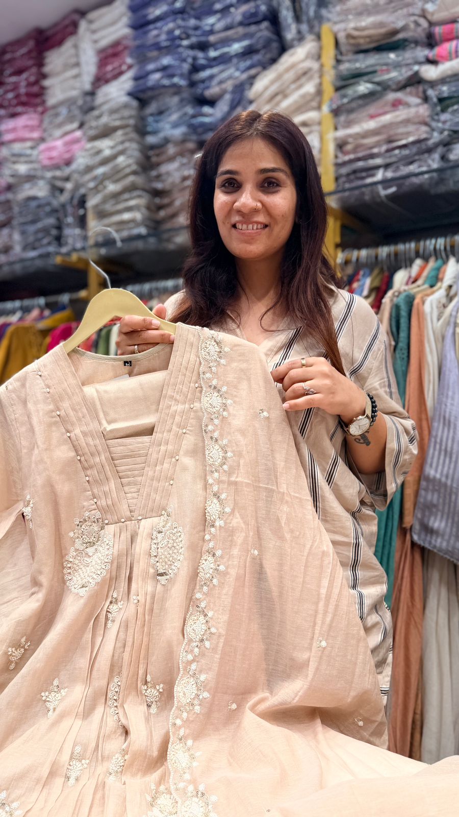 Blush Pearl Mul Chanderi Suit Set