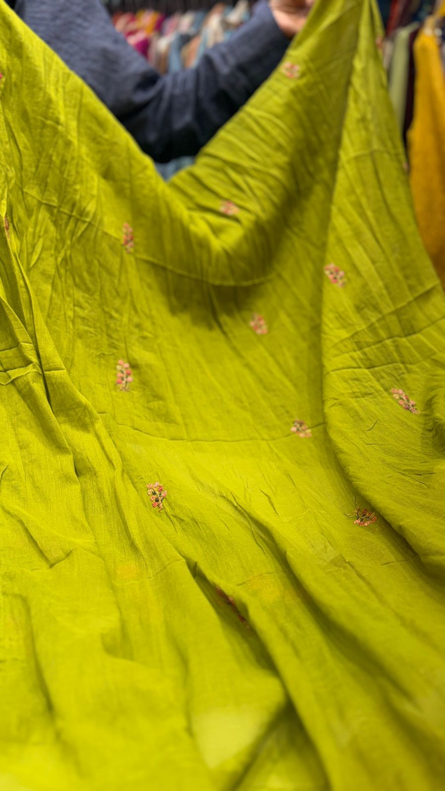 Lime Embroidered Cotton Suit