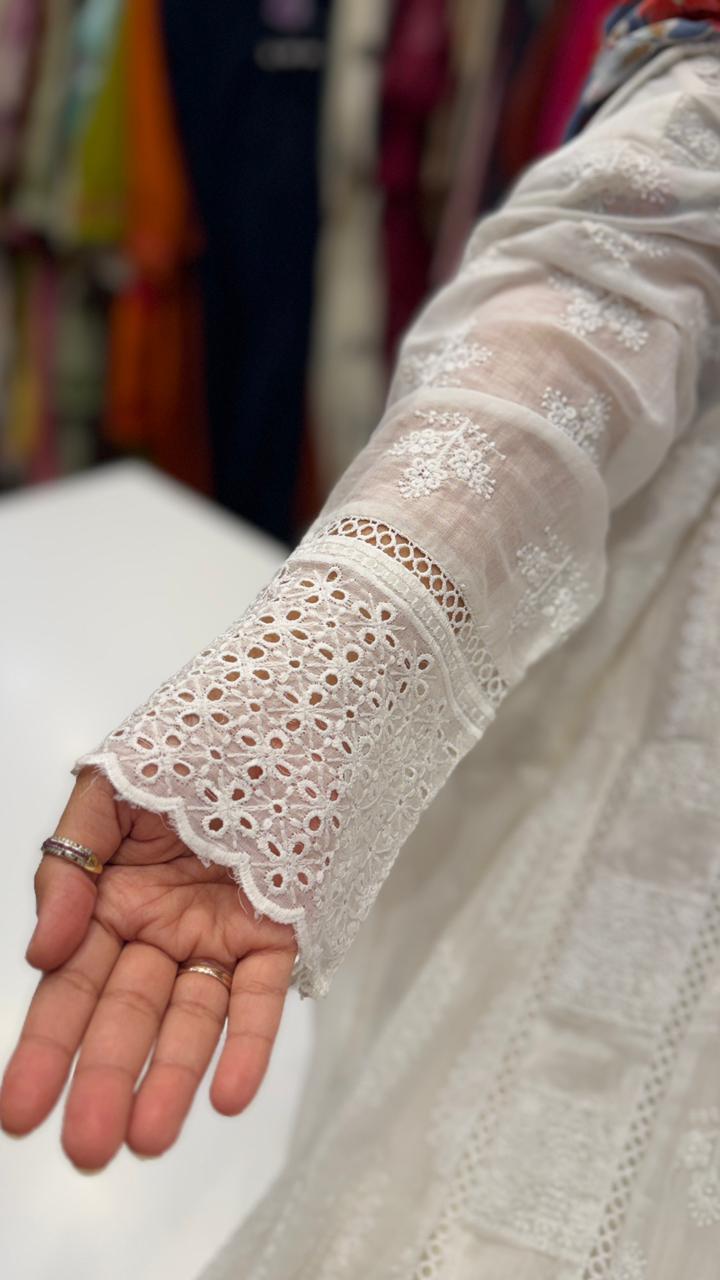 Ivory Grace Chikankari Anarkali Suit Set